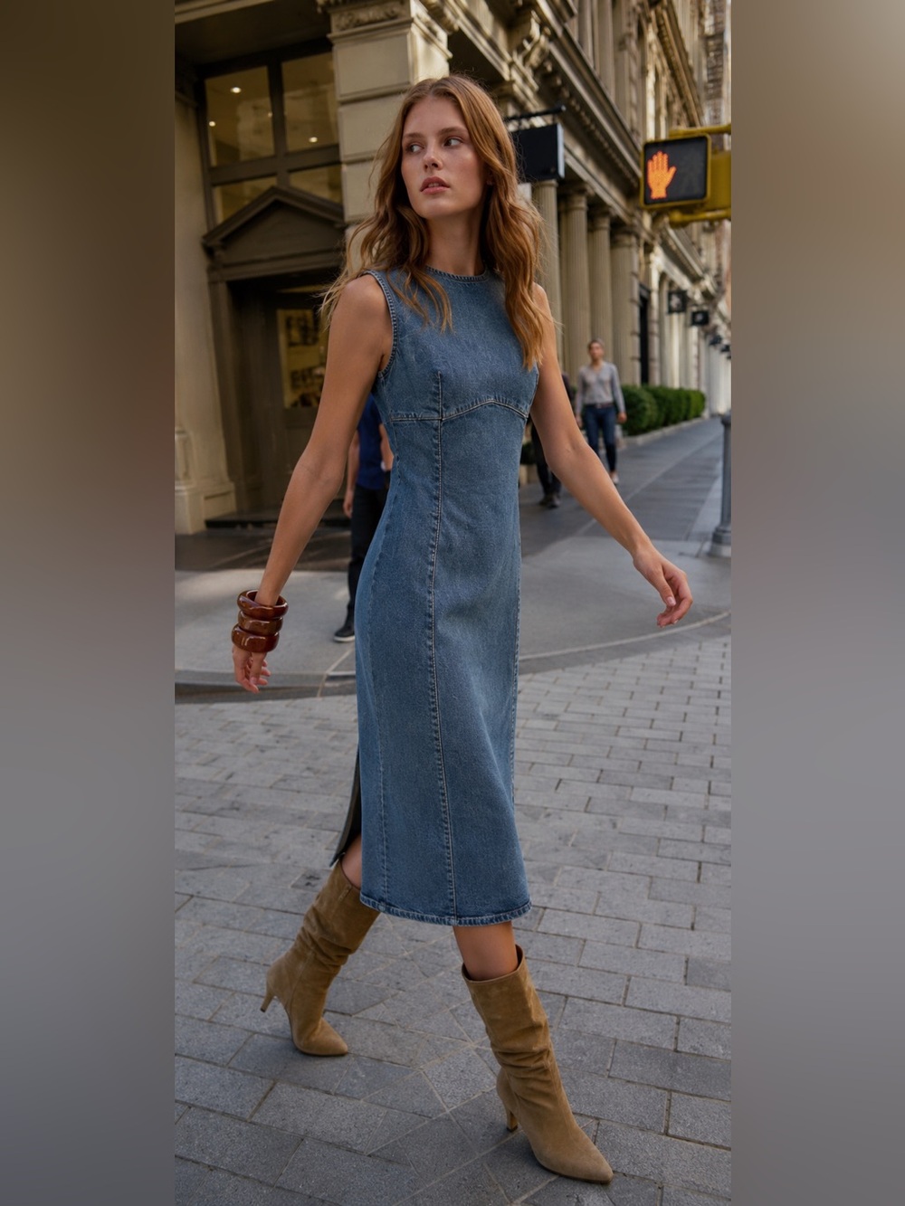 ZARA TRF DENIM MIDI DRESS
